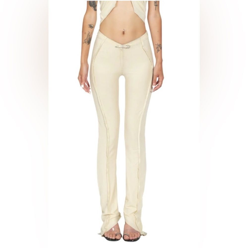 Sami Miro Vintage Asymmetric Ivory Mesh Pants XL Sheer Deconstructed